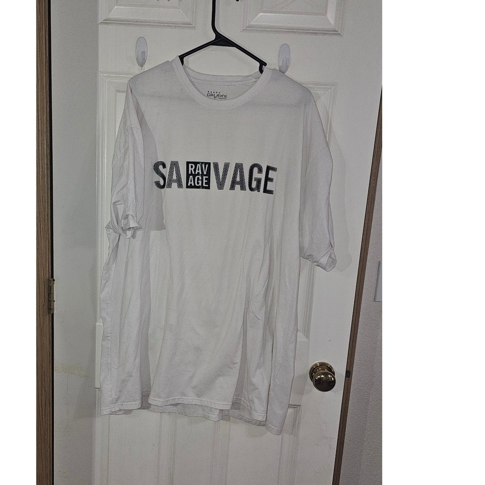 Galaxy‎ by Harvic Mens Savage Graphic T-Shirt White Crew Neck 4XL Streetwear Tee